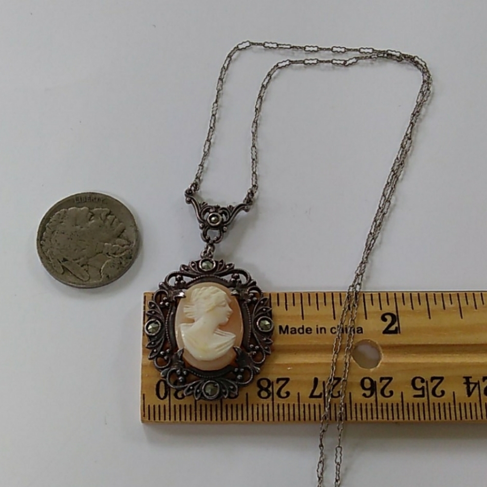 ANTIQUE Sterling Silver HandCarved Cameo GERMANY - Picture 7 of 16